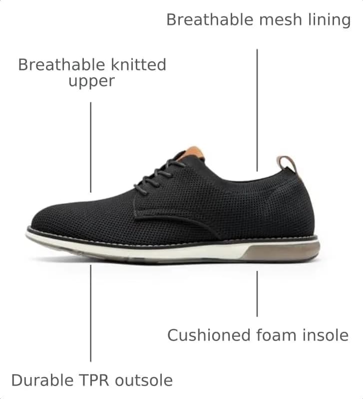 Bruno Marc Men's Dress Casual Oxford Shoes Size 8 | Breathable Mesh Sneakers for All-Day Comfort thumbnail 4