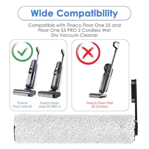 MIBUMIKI Replacement Brush Rollers for Tineco Floor One S5/S5 Pro/iFLOOR 5 Breeze (4-Pack, 3.6 inches) | High-Performance Microfiber for Hard Floors thumbnail 2