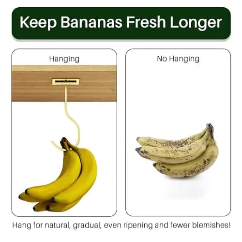 bussdis Foldable Banana Hook Gold | Space-Saving Under Cabinet Holder for Kitchen & RV (2-Pack) thumbnail 8