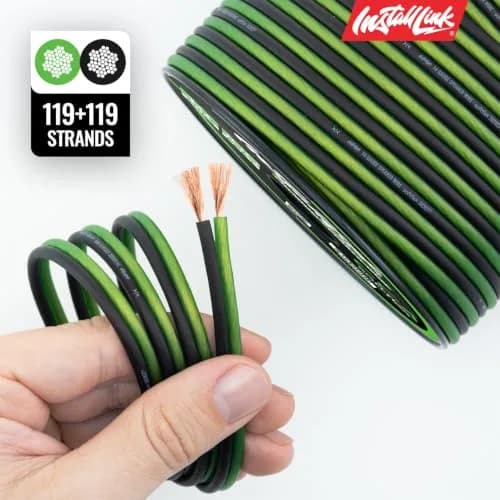 Install Link 14 AWG Gauge Speaker Wire (100 Feet) for Car & Home Theater | Copper Clad Aluminum (CCA) | Frosted Green/Black | Easy Install thumbnail 8