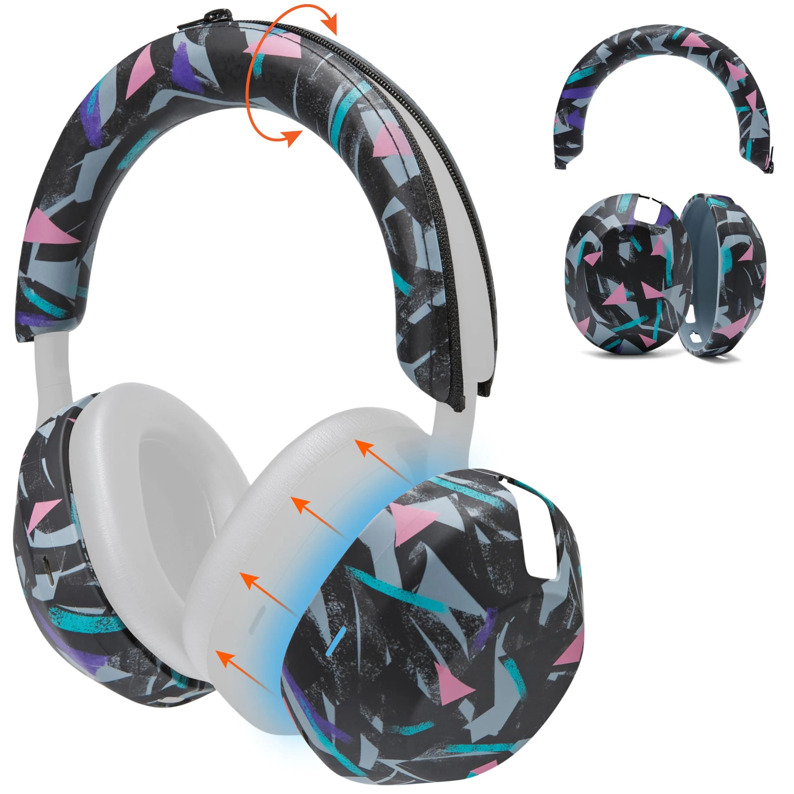 WC ShellZ XM5 - Exterior Shell & Headband Covers for Sony WH1000XM5 | Durable Silicone Fit — 90's Black