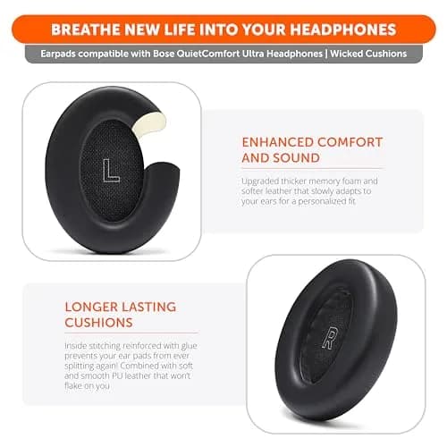 WC PadZ QC Ultra - Earpads for Bose QuietComfort Ultra Gen 1 & 2 | Extra Thick Memory Foam, Durable PU Leather thumbnail 4