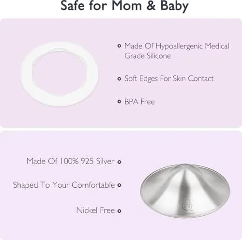 Boboduck 925 Sterling Silver Nipple Cups (2-Pack, X-Large) | Protect & Soothe Sore Nipples thumbnail 4