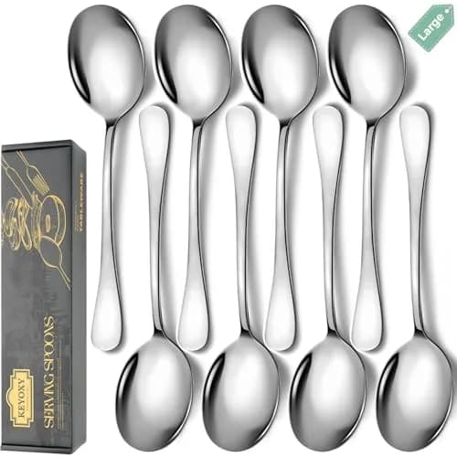 KEYOXY Serving Spoons Set, 8PCS, 10-Inch | Food-Grade Stainless Steel for Parties & Daily Use thumbnail 1