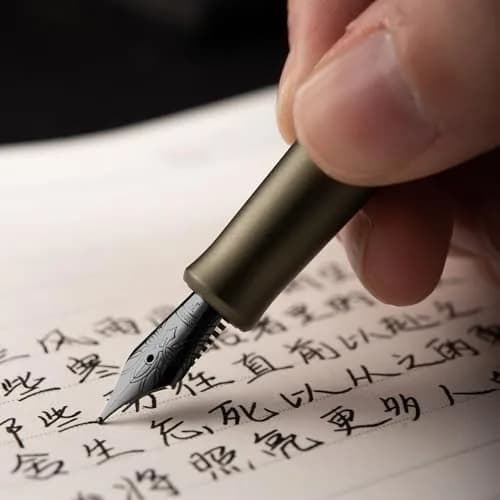 HONG DIAN M2 Black Forest Mini Fountain Pen, Fine Soft Nib & Sleek Shape Aluminium Short Pocket Travel Pen (Caramel Brown) | 105mm (4.13") thumbnail 7