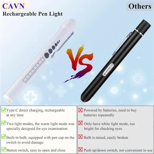 CAVN Rechargeable LED Pen Light with Pupil Gauge & Ruler | 10cm (4in) | White thumbnail 5