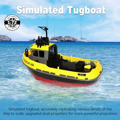 Losbenco RC Boat 1/72 Scale | High-Speed Remote Control Tugboat with 40 Mins Play thumbnail 6