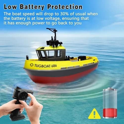 Losbenco RC Boat 1/72 Scale | High-Speed Remote Control Tugboat with 40 Mins Play thumbnail 3
