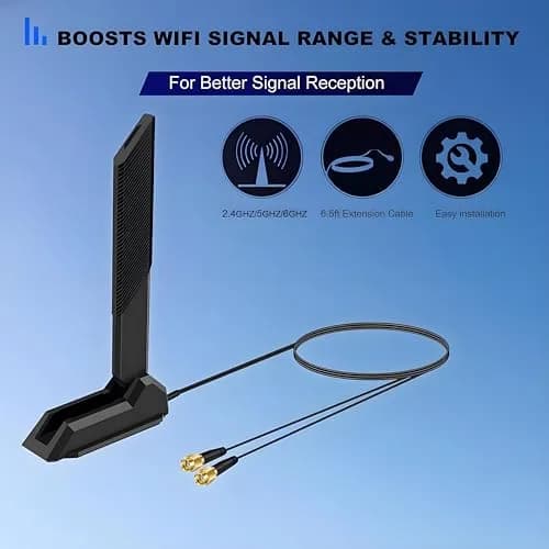 Slinkdsco WiFi 6E Tri-Band Antenna 6GHz 5.8GHz 2.4GHz | Omni-Directional Long Range Signal (115-120c) thumbnail 5