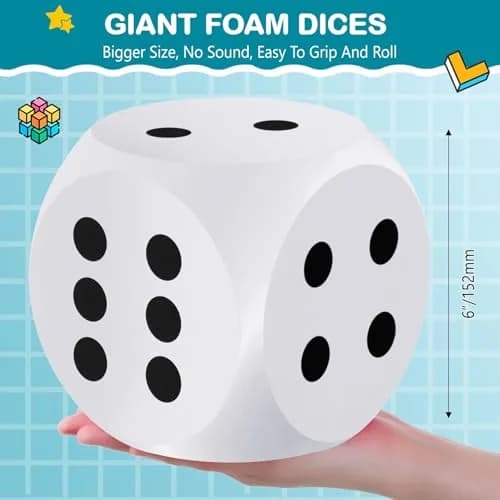 Shappy 6 Inch Foam Dice Jumbo Large Cube | Educational & Safe Play Tool thumbnail 2