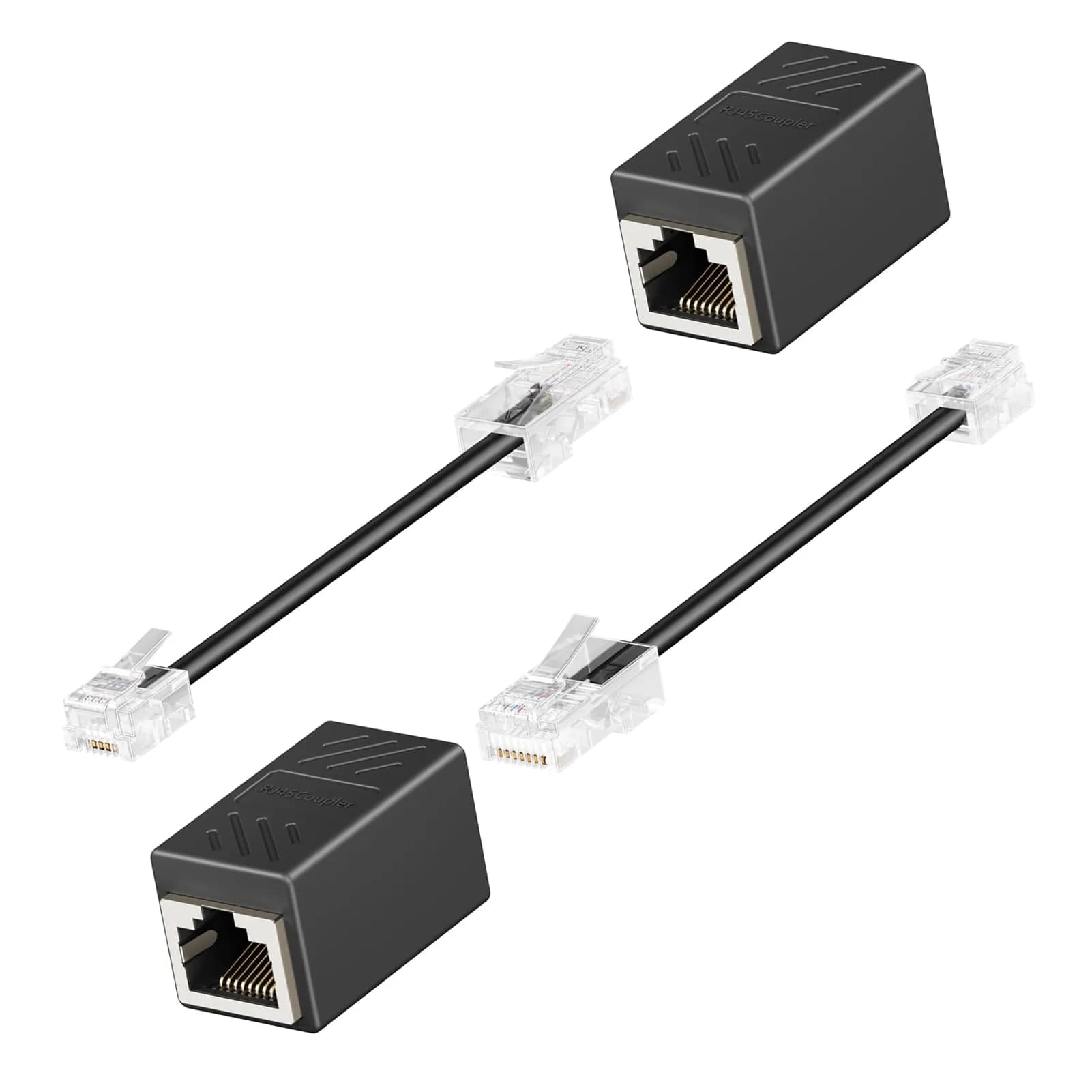 Awishwell RJ45 to RJ11 Adapter 2 Pack | Landline to Ethernet Converter in Black - main product image
