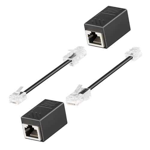 Awishwell RJ45 to RJ11 Adapter 2 Pack | Landline to Ethernet Converter in Black thumbnail 1