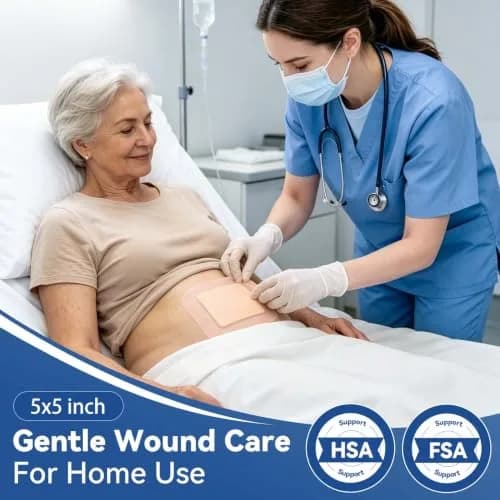 Dimora Silicone Super Absorbent Wound Dressings 5"x 5" (12.7cm x 12.7cm) 10 Count | Gentle Adhesive Bandages for Heavy Exudate Wound Care thumbnail 6