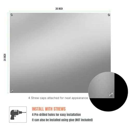 TUTU 30" x 24" Stainless Steel Stove Backsplash | Easy Clean Wall Shield for Range Hoods thumbnail 6