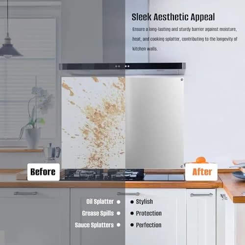 TUTU 30" x 24" Stainless Steel Stove Backsplash | Easy Clean Wall Shield for Range Hoods thumbnail 2