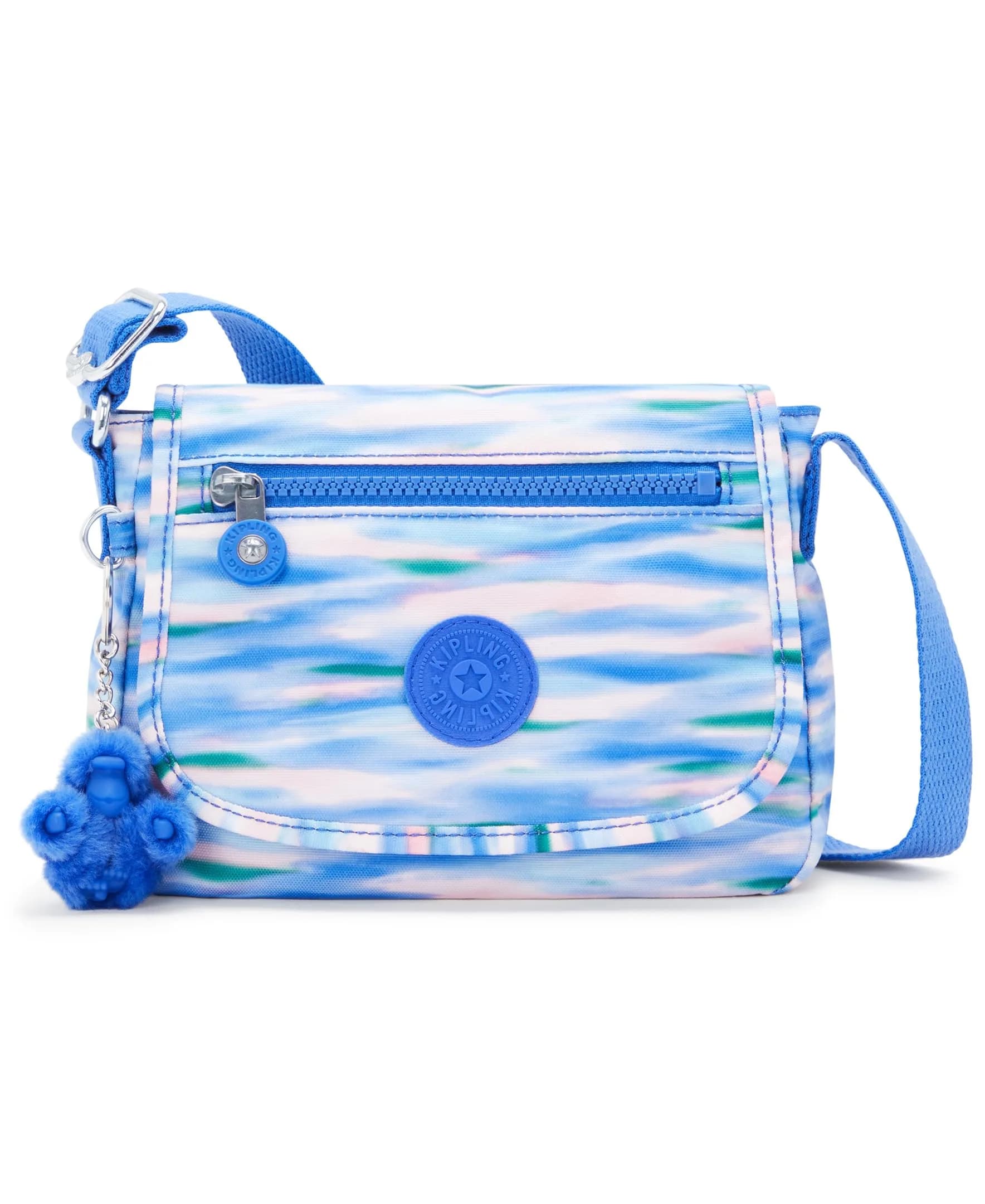 Kipling Sabian Mini Crossbody Bag 7.75''L x 5.75''H x 3.25''D | Water-Resistant Nylon, Lightweight — Diluted Blue / 7.75''L x 6''H x 3.25''D