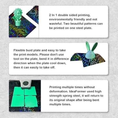 IdeaFormer-3D Rainbow Confetti PEF+Galaxy PEY Build Plate 257x257mm | Holographic Spring Steel Sheet for Bambu Lab thumbnail 5