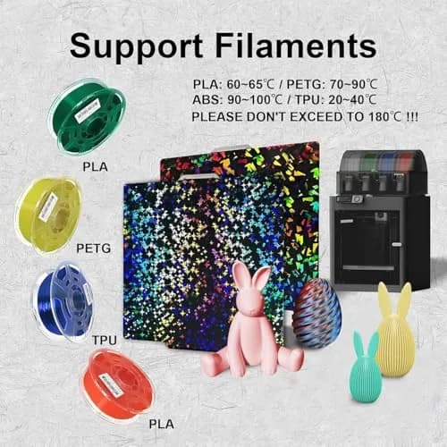 IdeaFormer-3D Rainbow Confetti PEF+Galaxy PEY Build Plate 257x257mm | Holographic Spring Steel Sheet for Bambu Lab thumbnail 6