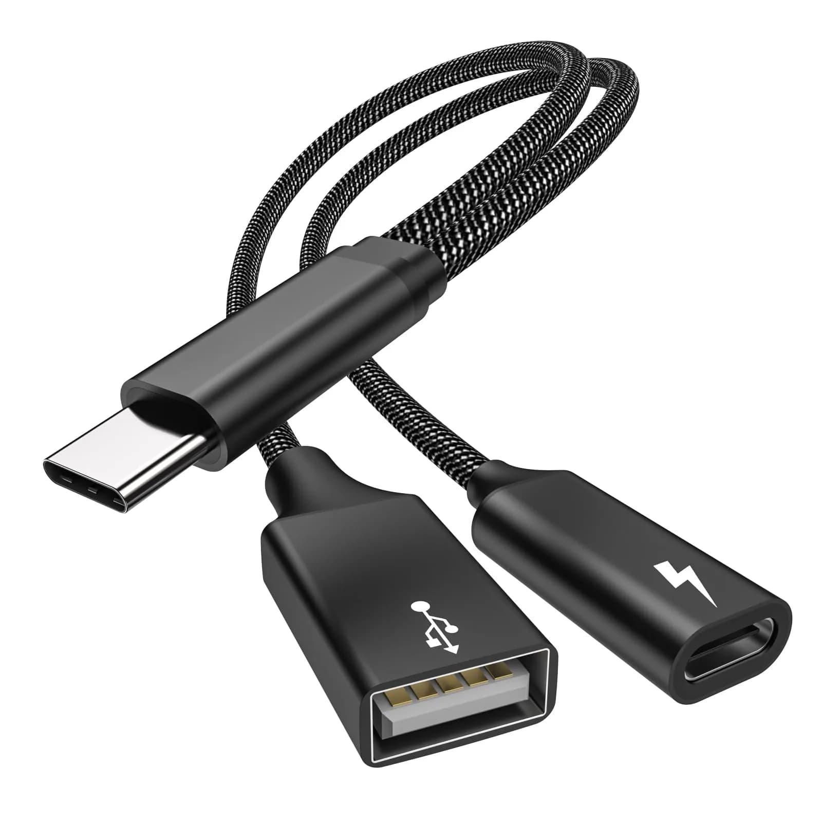 MOGOOD USB C OTG Splitter Cable with 60W Power Delivery | 2-in-1 Adapter for Android & Type C Devices