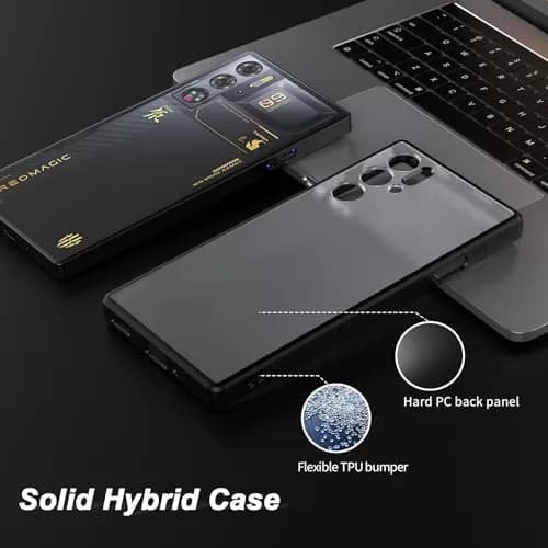 Foluu Slim Fit Case for ZTE Nubia Red Magic 9 Pro/9S Pro 16cm (6.7in) | Translucent Matte Hard PC Back & Soft TPU Bumper Protective Shockproof Case - Black thumbnail 4