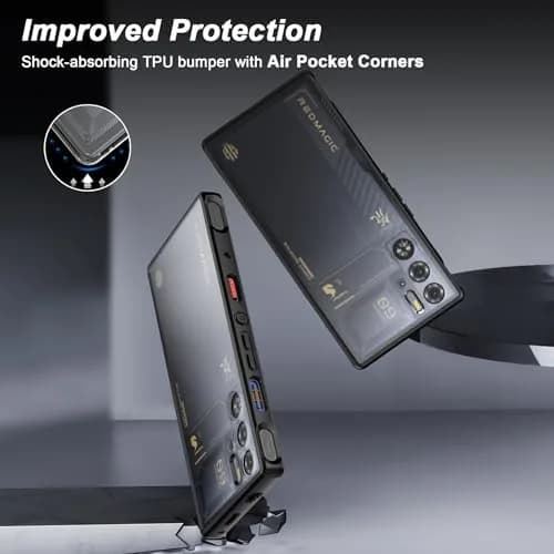 Foluu Slim Fit Case for ZTE Nubia Red Magic 9 Pro/9S Pro 16cm (6.7in) | Translucent Matte Hard PC Back & Soft TPU Bumper Protective Shockproof Case - Black thumbnail 5