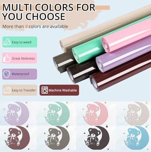 HTVRONT Puff Vinyl Heat Transfer, Beige, 10" x 6ft | 3D Fluffy Effect for Custom Designs thumbnail 4