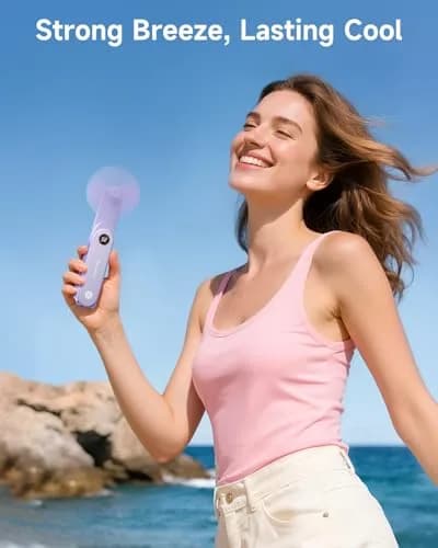 SWEETFULL Portable Handheld Mini Fan with LED Display & Flashlight, 3-in-1 Foldable USB Rechargeable Fan 2000mAh | 5.3 inch Height thumbnail 2