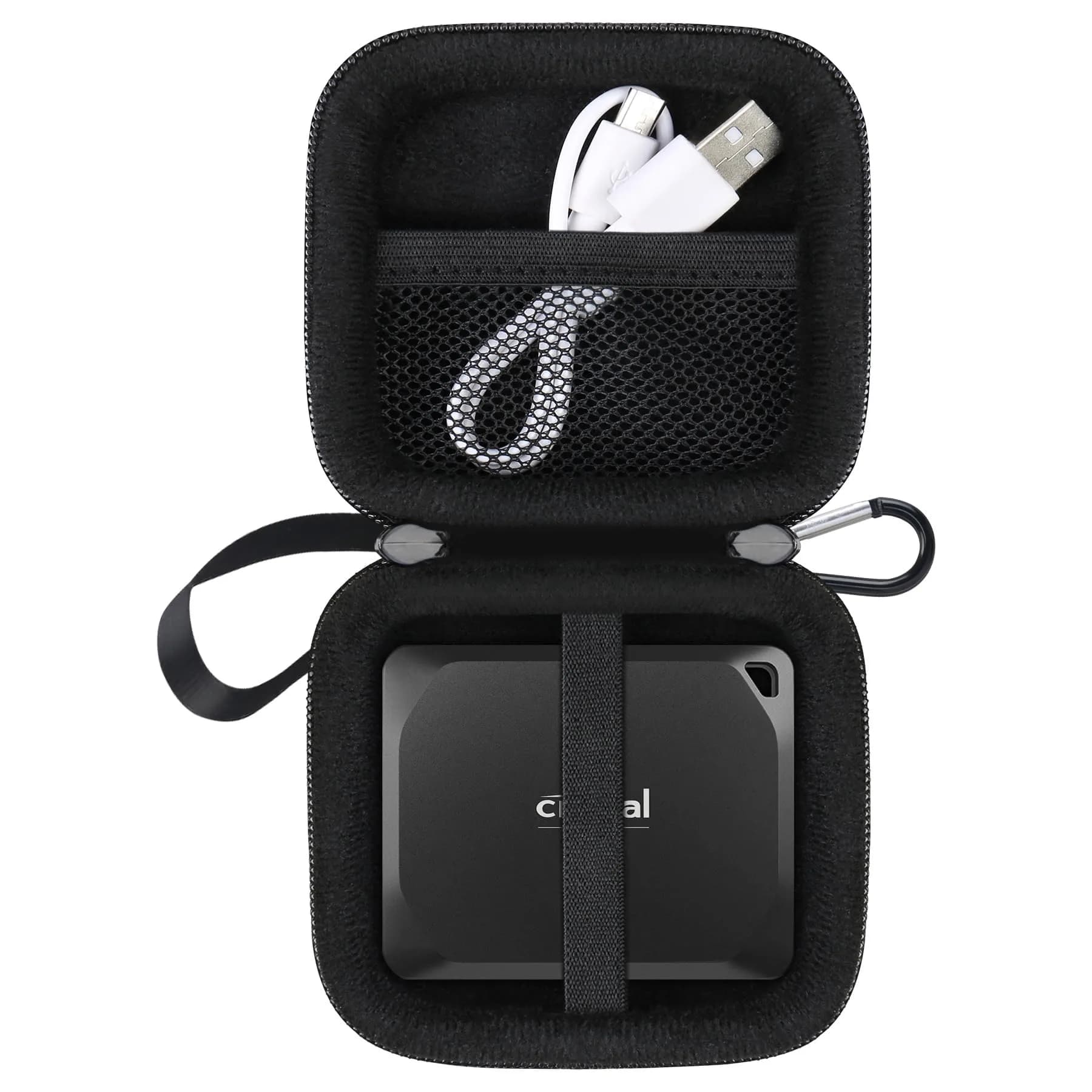Lacdo Black Portable Hard Drive Case | Shockproof & Water-Repellent Storage for Crucial SSDs