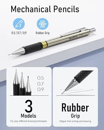Nicpro 35PCS Gold Art Mechanical Pencils Set with 0.5mm-2.0mm Leads & Erasers | Artist Drafting Pencil Set thumbnail 3