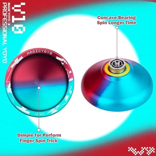 MAGICYOYO Pack of 2 Yo-yos | Responsive & Unresponsive Yoyo for Kids & Adults (Blue Red & Black) | Durable Plastic & Aluminum thumbnail 3