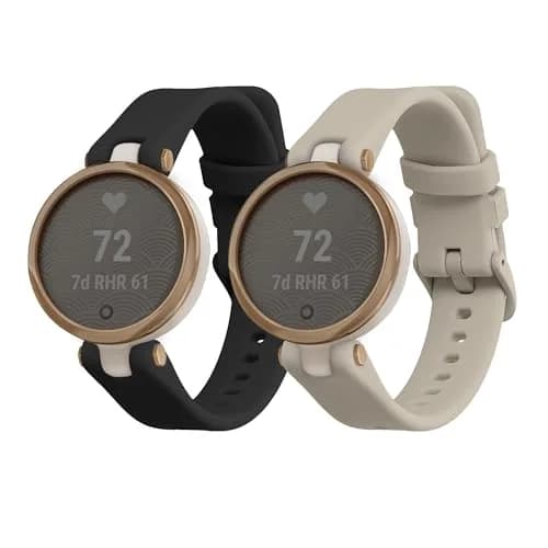 kwmobile Replacement Silicone Watch Bands for Garmin Lily Sport (2-Pack, Black/Beige) | Adjustable, Waterproof, Durable thumbnail 1