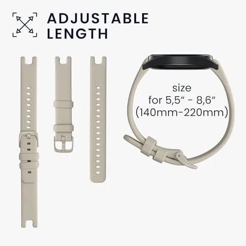 kwmobile Replacement Silicone Watch Bands for Garmin Lily Sport (2-Pack, Black/Beige) | Adjustable, Waterproof, Durable thumbnail 5
