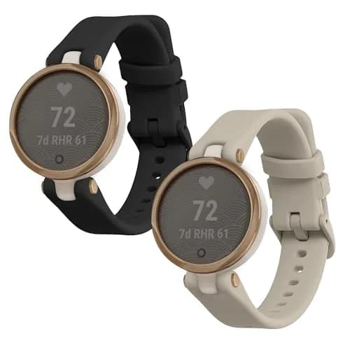 kwmobile Replacement Silicone Watch Bands for Garmin Lily Sport (2-Pack, Black/Beige) | Adjustable, Waterproof, Durable thumbnail 8