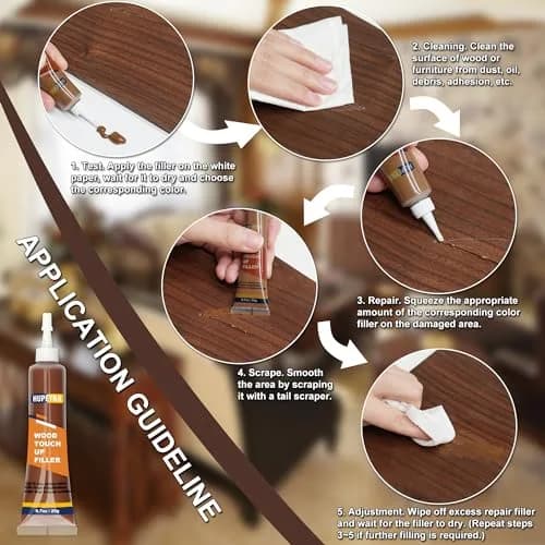 Hupeyna Wood Furniture Repair Kit, 12 Colors, Wood Fillers | Restore Scratches & Chips thumbnail 5