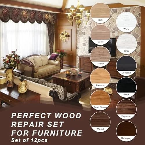 Hupeyna Wood Furniture Repair Kit, 12 Colors, Wood Fillers | Restore Scratches & Chips thumbnail 6