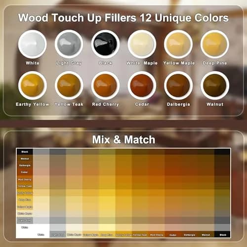 Hupeyna Wood Furniture Repair Kit, 12 Colors, Wood Fillers | Restore Scratches & Chips thumbnail 3