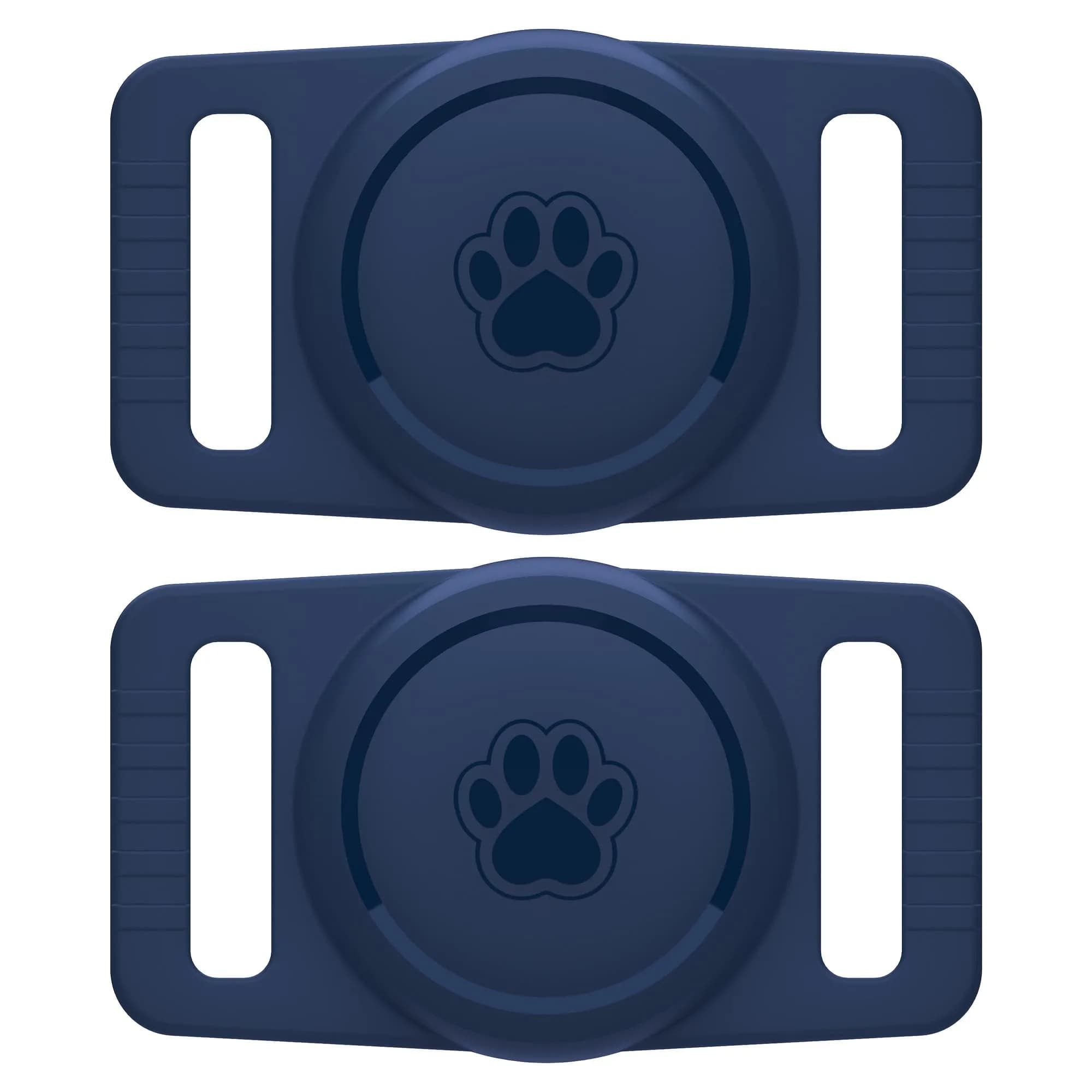 GOCII Airtag Dog Collar Holder 2 Pack, Waterproof Silicone AirTag Case for Apple AirTag (Gen 1 & 2) - Navy