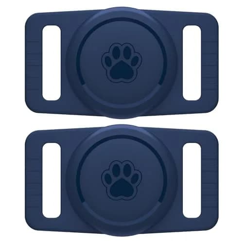GOCII Airtag Dog Collar Holder 2 Pack, Waterproof Silicone AirTag Case for Apple AirTag (Gen 1 & 2) - Navy thumbnail 1