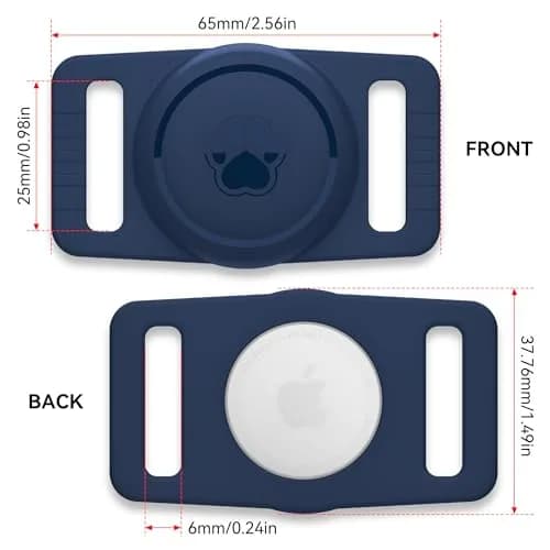 GOCII Airtag Dog Collar Holder 2 Pack, Waterproof Silicone AirTag Case for Apple AirTag (Gen 1 & 2) - Navy thumbnail 3