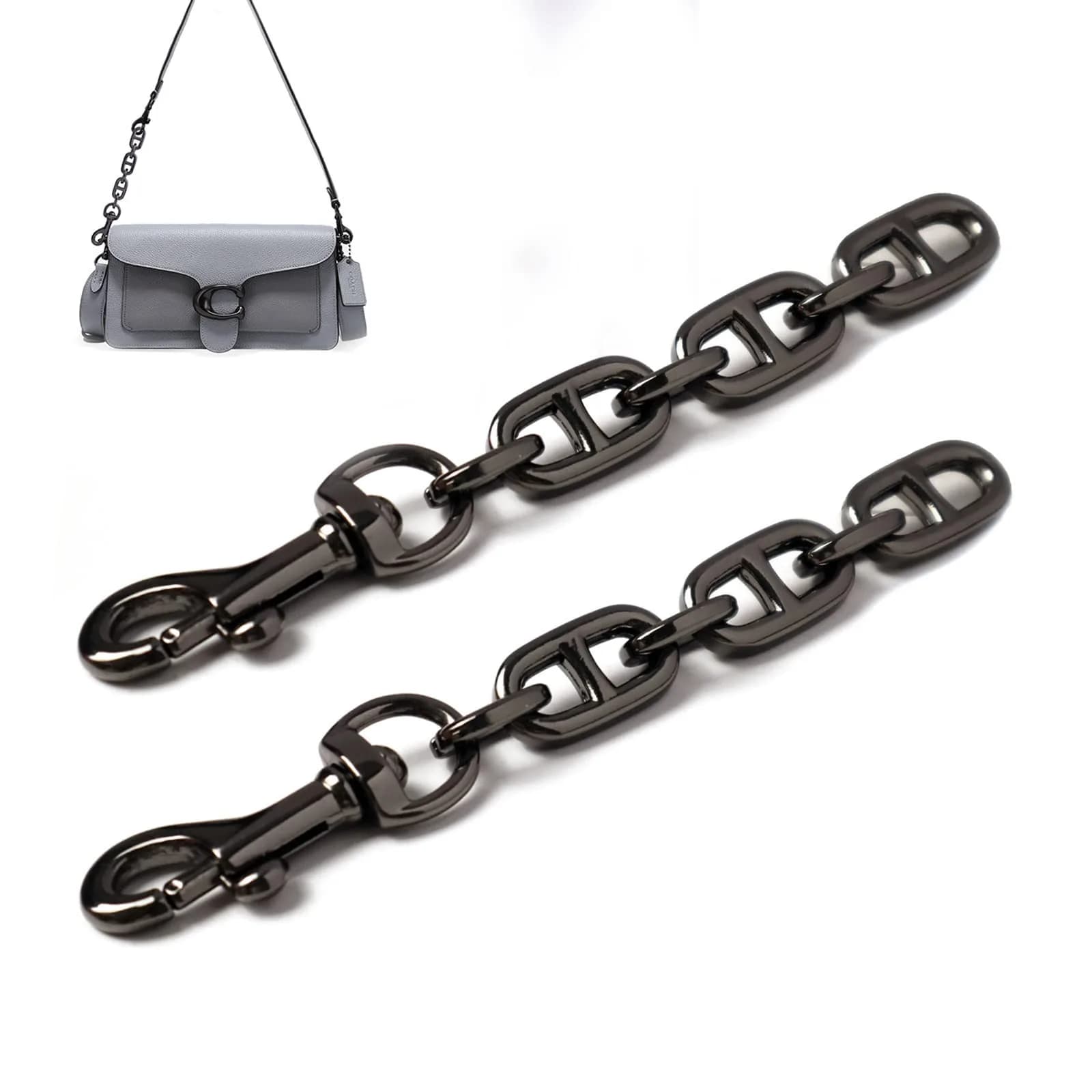 COICOIC 2Pcs Purse Strap Extender 12cm (4.7") | Adds Length for Shoulder Crossbody Bags — Black