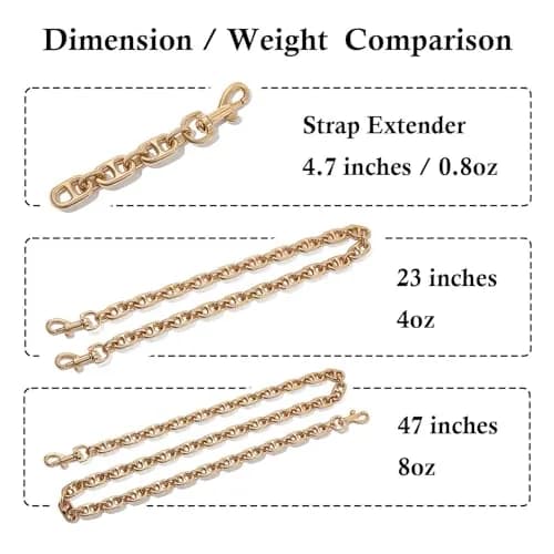 COICOIC Gold 2pcs Bag Chain Extender 12cm (4.7") | Adds Length for Shoulder & Crossbody Wear thumbnail 2