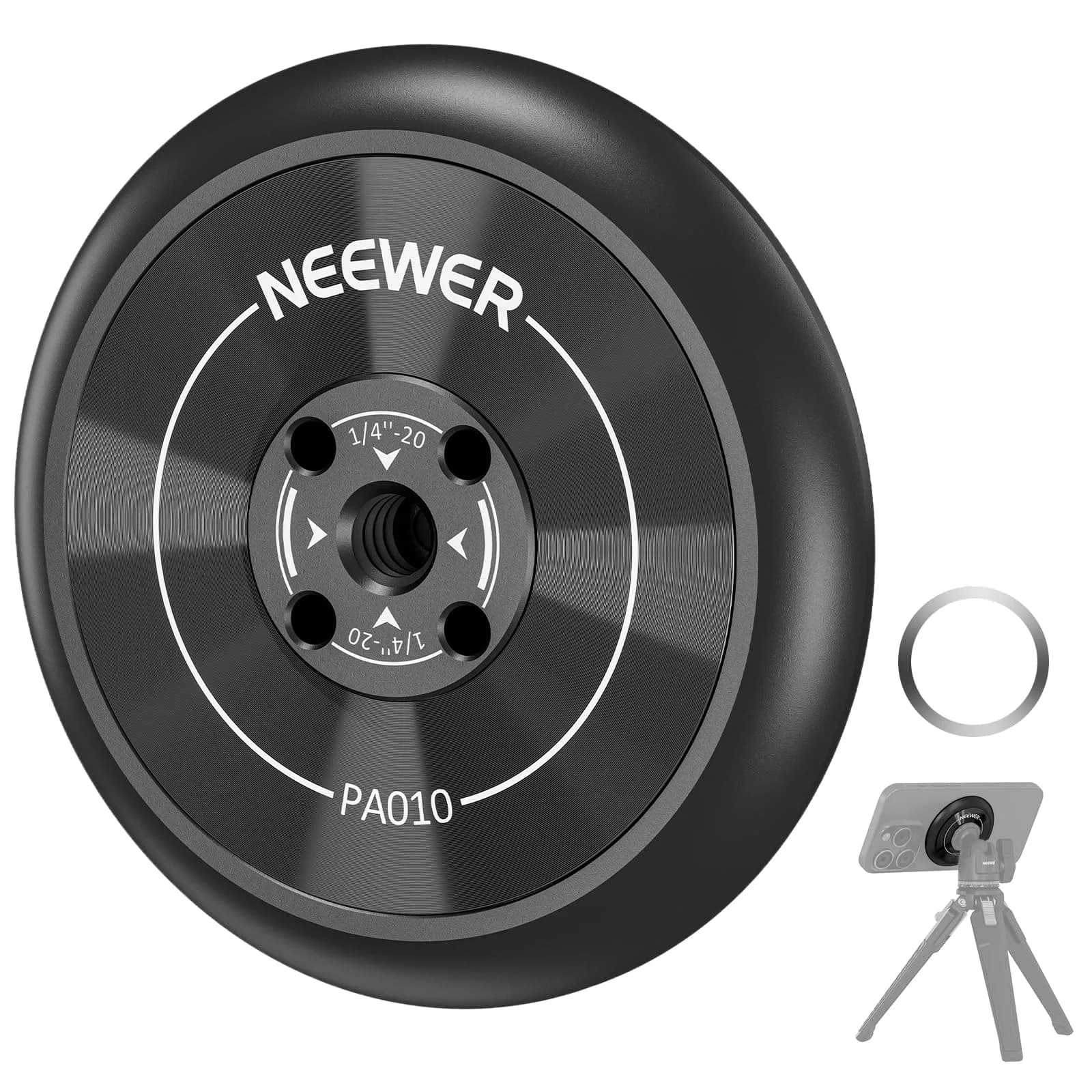 NEEWER Magnetic Phone Tripod Mount Adapter with Adhesive Ring for MagSafe iPhones | 59mm x 59mm x 7mm - main product image