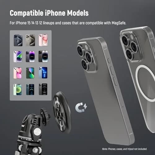 NEEWER Magnetic Phone Tripod Mount Adapter with Adhesive Ring for MagSafe iPhones | 59mm x 59mm x 7mm thumbnail 3