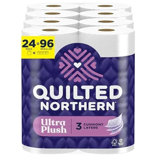 Quilted Northern Ultra Plush Toilet Paper, 24 Mega Rolls | 3-Ply Bath Tissue thumbnail 1