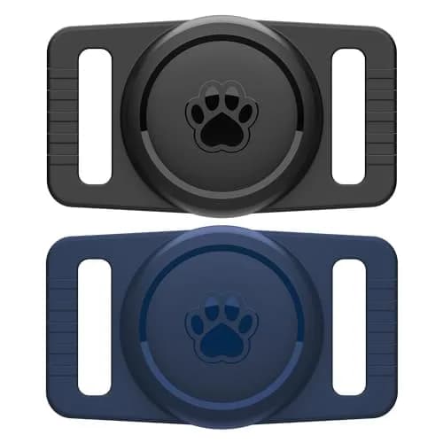 GOCII Airtag Dog Collar Holder 2 Pack, Waterproof Silicone AirTag Case for Apple AirTag (Gen 1 & 2) - Navy & Black thumbnail 1