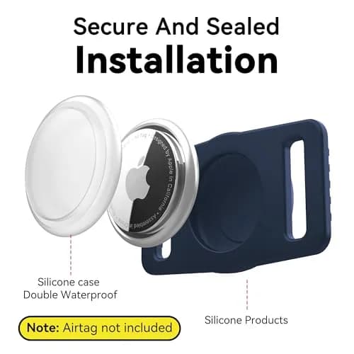 GOCII Airtag Dog Collar Holder 2 Pack, Waterproof Silicone AirTag Case for Apple AirTag (Gen 1 & 2) - Navy & Black thumbnail 2