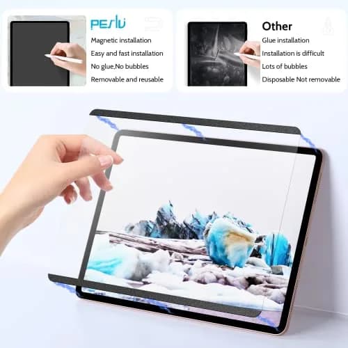 Peslv Magnetic Paper Screen Protector for iPad 10th & 11th | Anti-Glare, Reusable, Blue Light Filter thumbnail 3