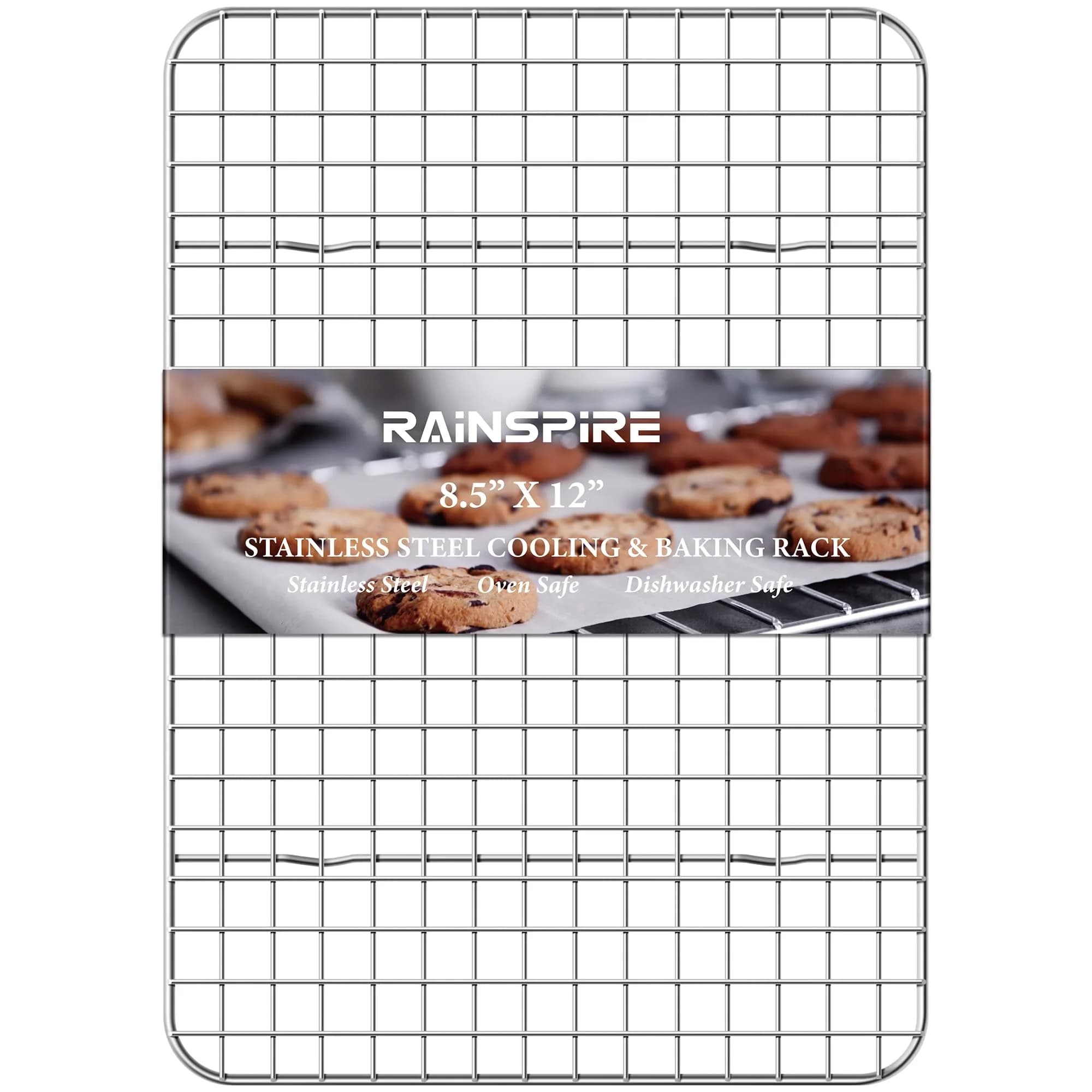 Rainspire 304 Stainless Steel Cooling Rack 21.8cm x 30.2cm (8.5"x12") | Oven-Safe, Dishwasher-Safe, Rust-Resistant