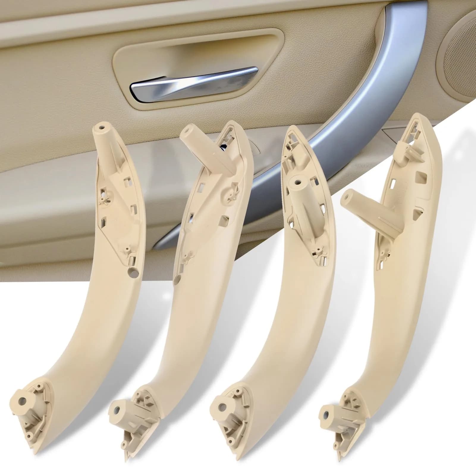 Jaronx Interior Door Pull Handle Replacement for BMW 3 Series 2012-2019 (4-Piece Set, Beige)
