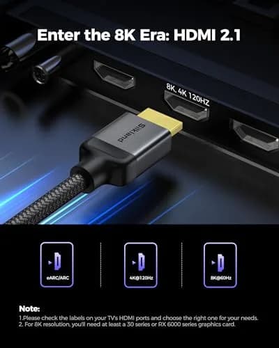 Silkland 16.5FT HDMI 2.1 Cable 48Gbps 10K 8K HDR | Ultra High Speed Braided thumbnail 2